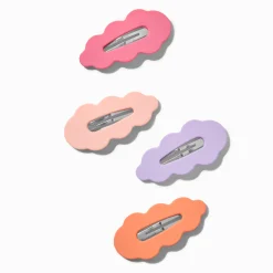 Claire's Barrettes Et Pinces-Matte Scalloped Hot Pink Snap Hair Clips - 4 Pack