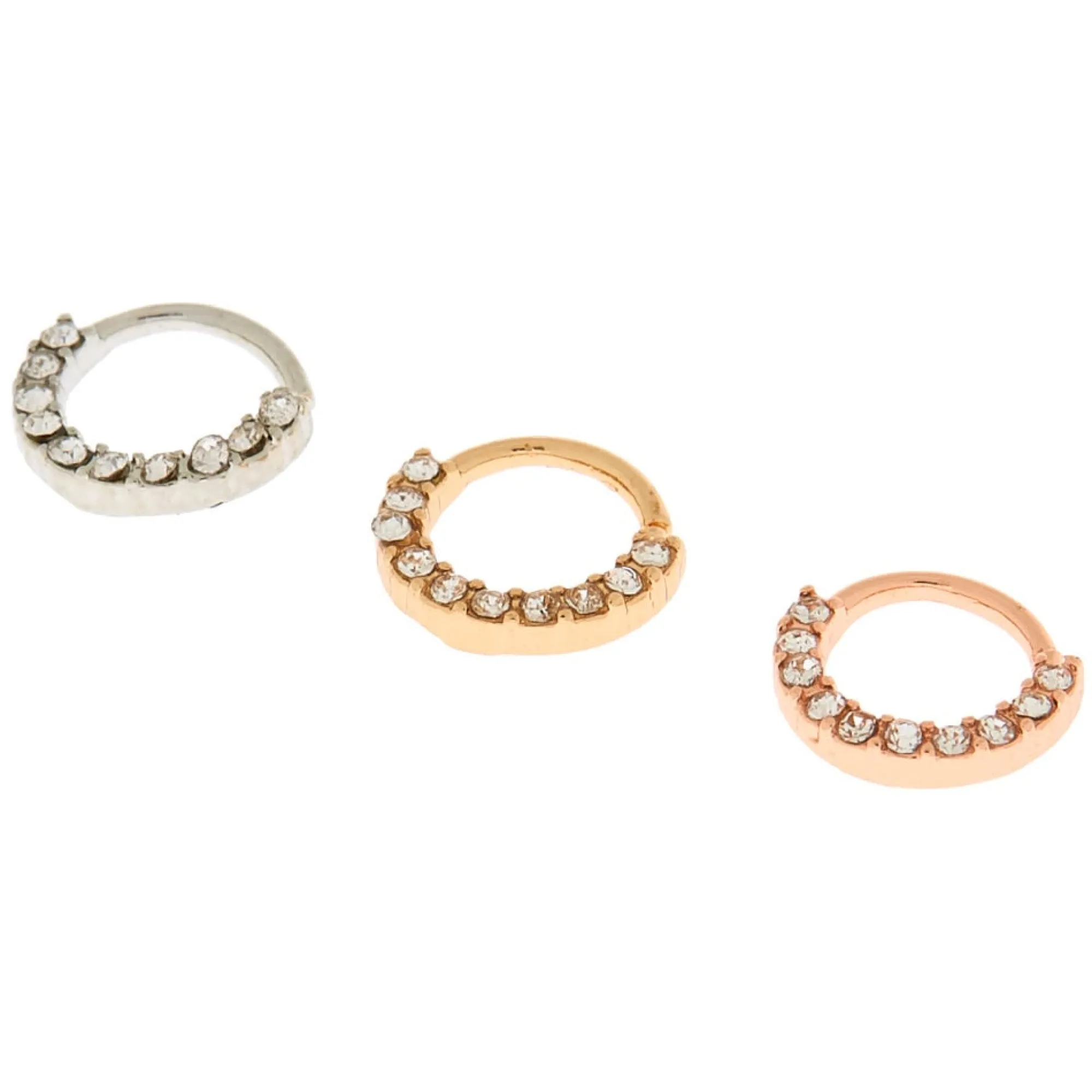 Claire's Bijoux De Piercing-Mini anneaux de piercing cartilage 0,8 mm en métaux mixtes - Lot de 3