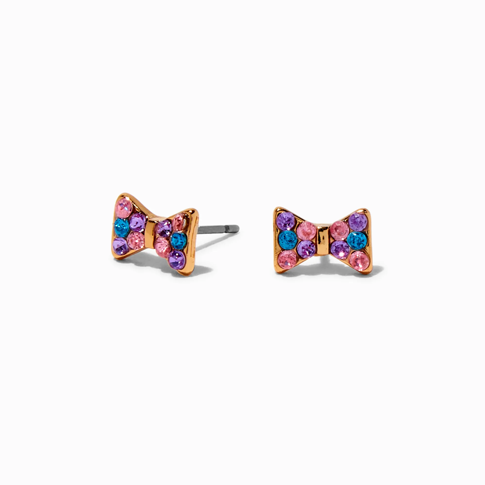 Claire's Clous D'oreilles-Mini clous d'oreilles à nœud en strass couleur dorée