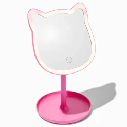 Claire's Déco De Maison-Miroir éclairant en forme de chat rose