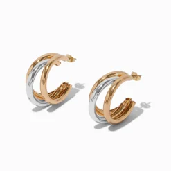 Claire's Anneaux-Mixed Metals Cluster Triple Hoop Earrings