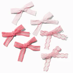 Claire's Noeuds Pour Cheveux|Lèvres-Mixed Pink Lace Hair Bow Clips - 6 Pack