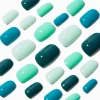 Claire's Ongles-Monochromatic Blue Oval Vegan Faux Nail Set - 24 Pack