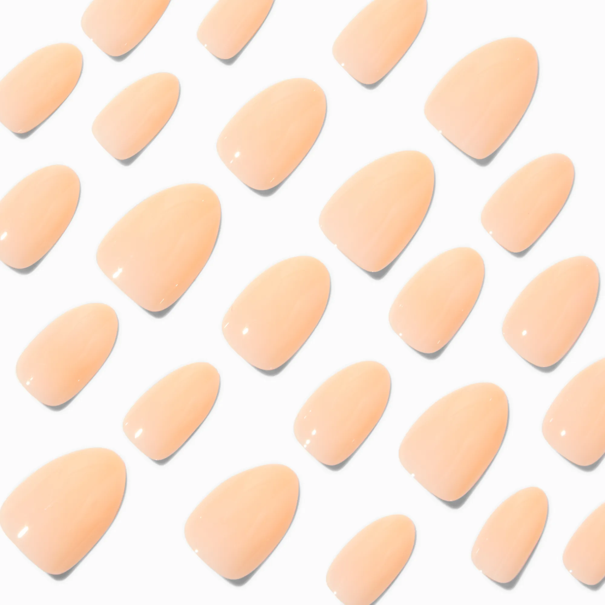 Claire's Ongles-Orange Glossy Short Almond Vegan Faux Nail Set - 24 Pack