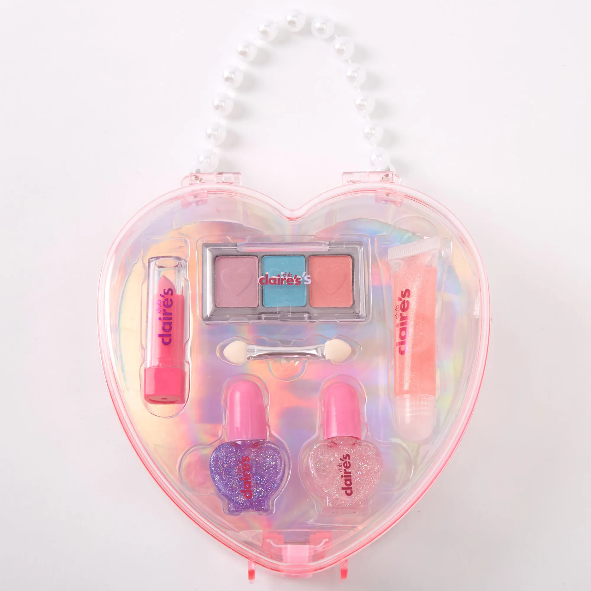 Claire's Coffrets Et Palettes-Palette compacte de maquillage sac à main cœur Claire's Club