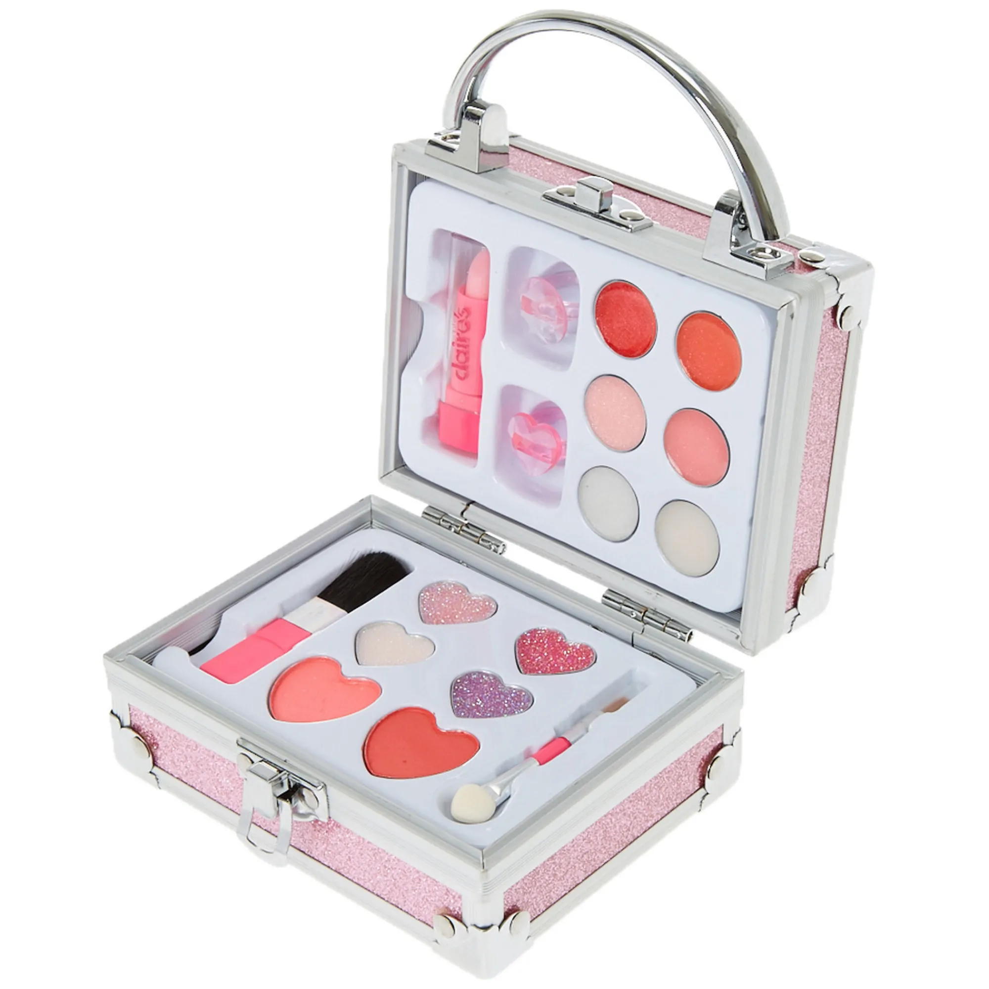 Claire's Coffrets Et Palettes-Palette compacte de maquillage à cadenas à paillettes roses Claire's Club