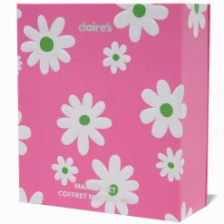 Claire's Coffrets Et Palettes-Palette compacte de maquillage mini livre marguerite rose
