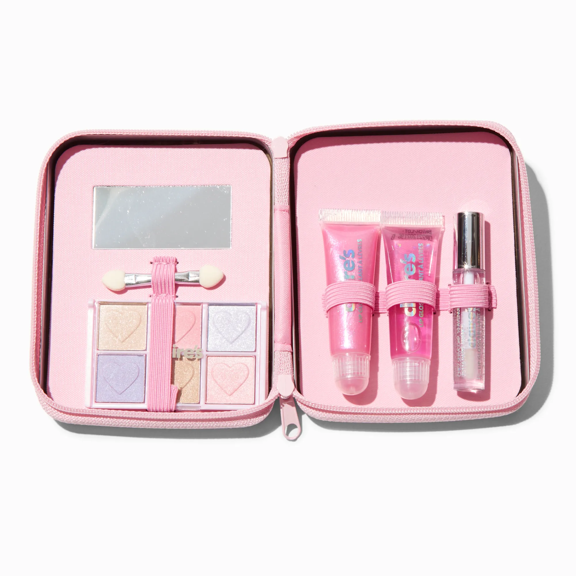 Claire's Coffrets Et Palettes-Palette compacte de maquillage boîte en fer cœur rose