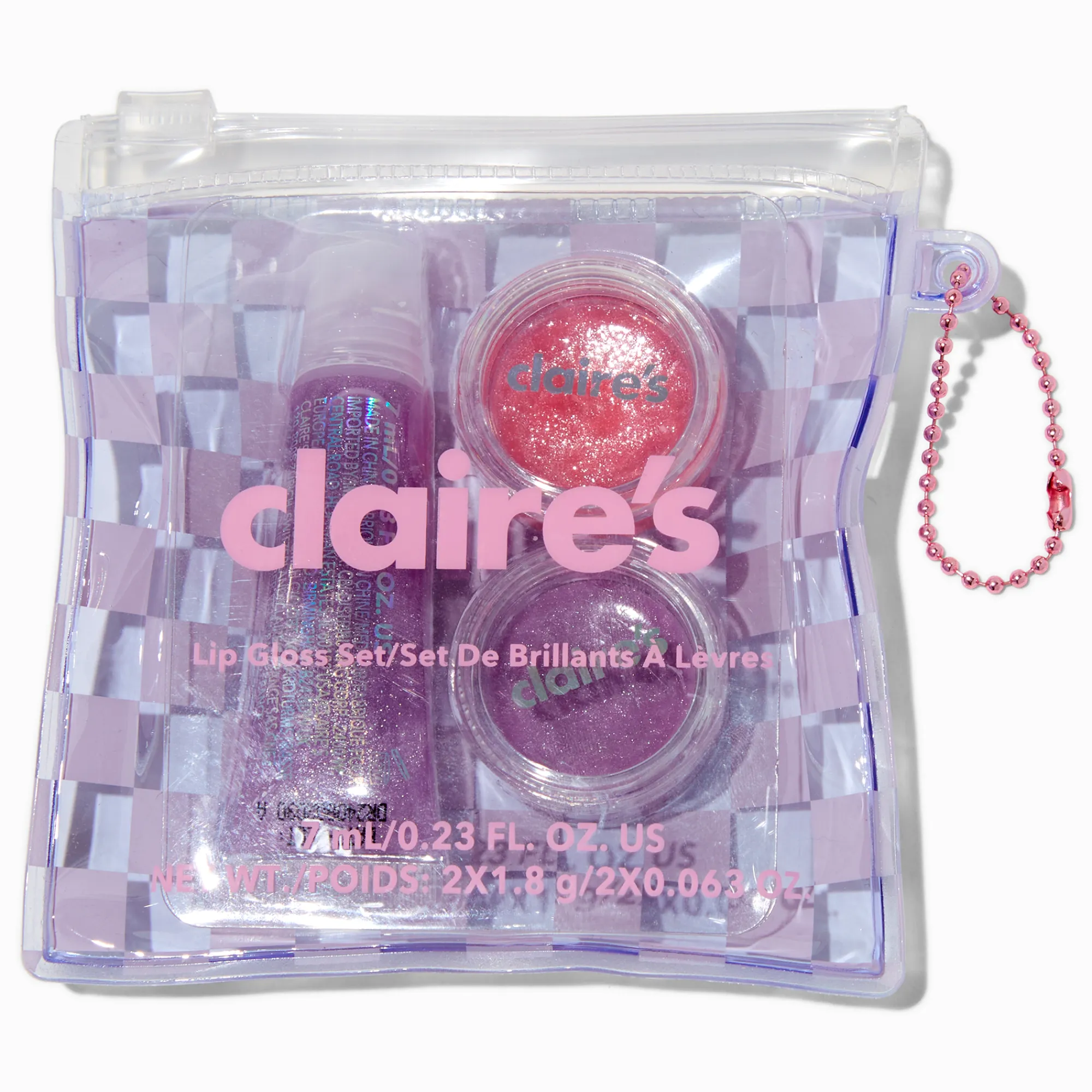 Claire's Lèvres-Palette de gloss violets à carreaux - Lot de 3