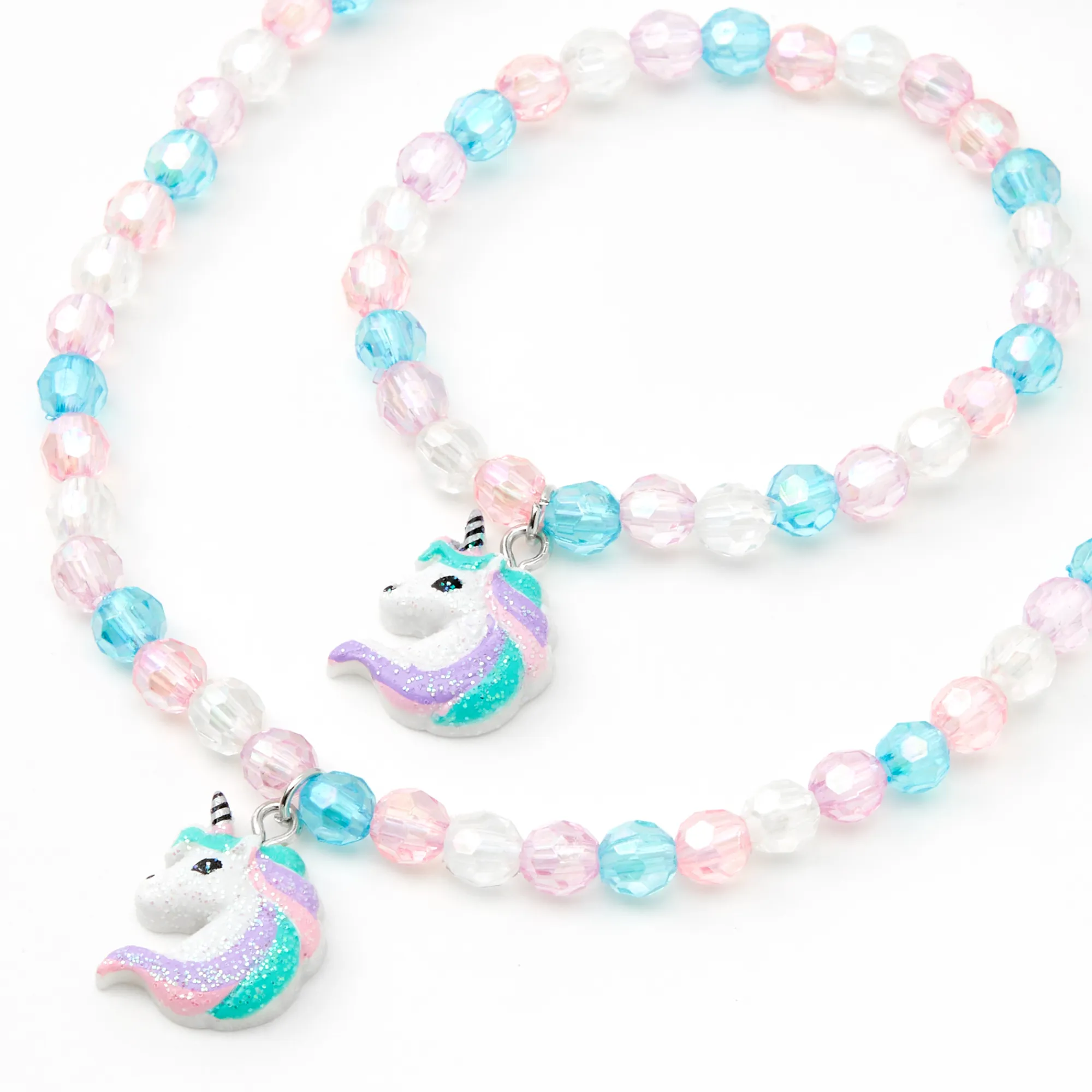 Claire's Parures De Bijoux-Parure de bijoux perlée licorne Claire's Club - Lilas, lot de 2