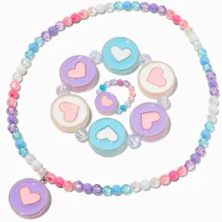 Claire's Parures De Bijoux-Parure de bijoux perlés disque cœur Claire's Club - Lot de 3