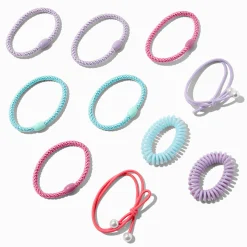 Claire's Élastiques|Élastiques Spirale-Pastel Mixed Bead & Spiral Hair Ties - 10 Pack