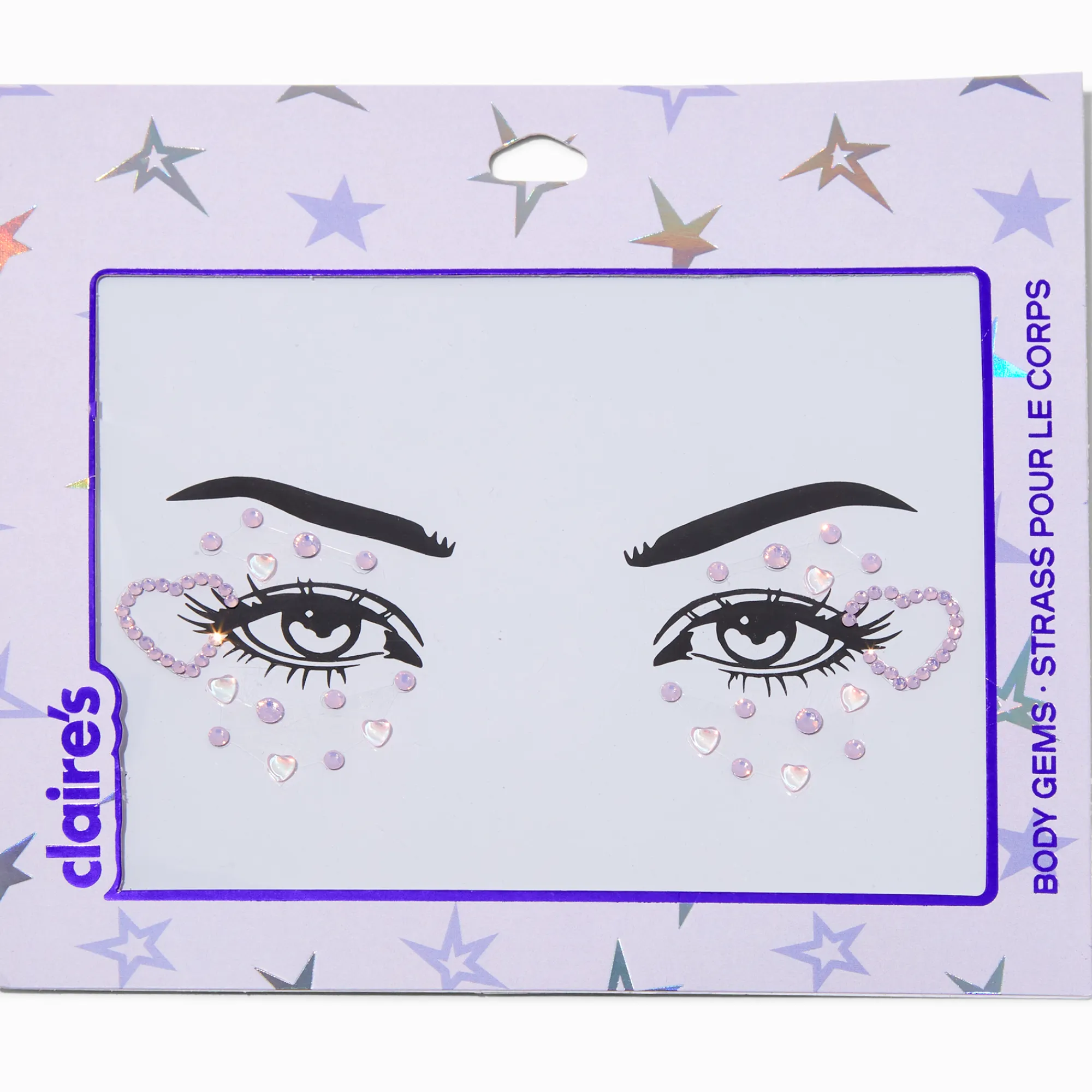 Claire's Paillettes Et Bijoux De Peau-Pastel Purple Heart Eye Gems