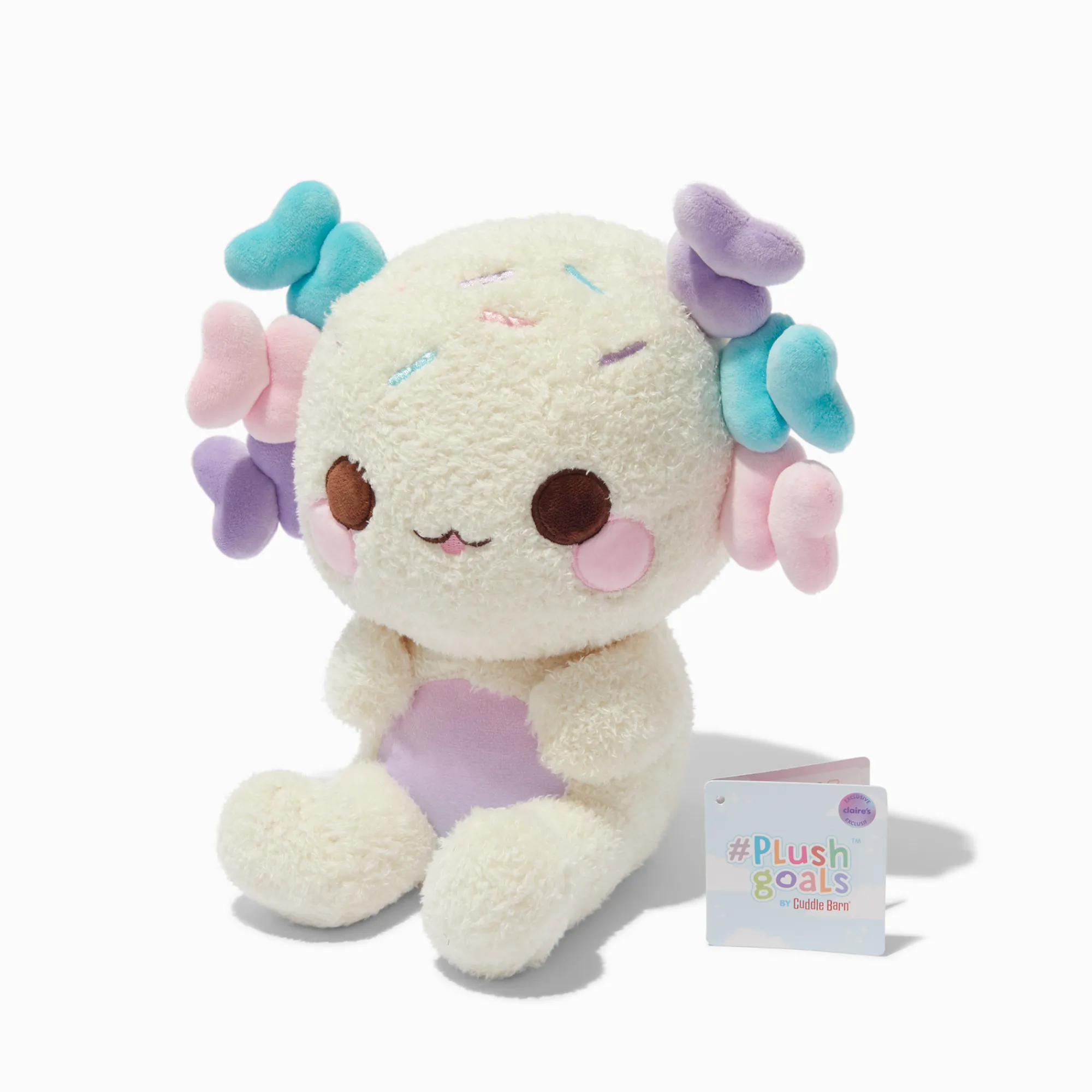 Claire's Cuddle Barn®-Peluche axolotl couverte de paillettes pastel 25,5 cm en exclusivité chez Claire’s #Plush Goals by Cuddle Barn®