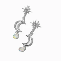 Claire's Pendantes-Pendantes AB iridescentes étoile dépareillées couleur argentée