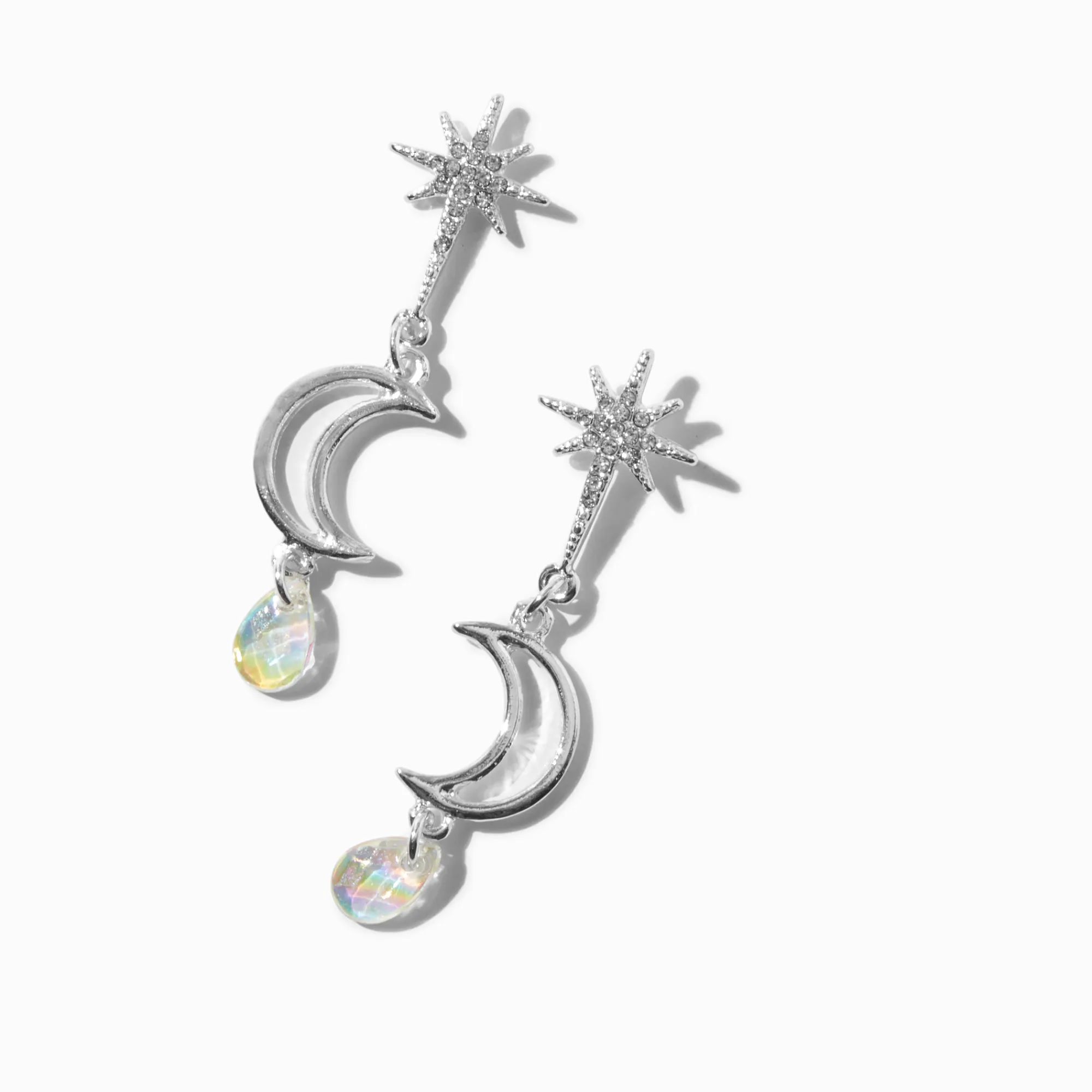 Claire's Pendantes-Pendantes AB iridescentes étoile dépareillées couleur argentée