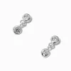 Claire's Clous D'oreilles|Bijoux Premium-Pendantes avec double zircon cubique en serti clos couleur argentée C LUXE by Claire’s