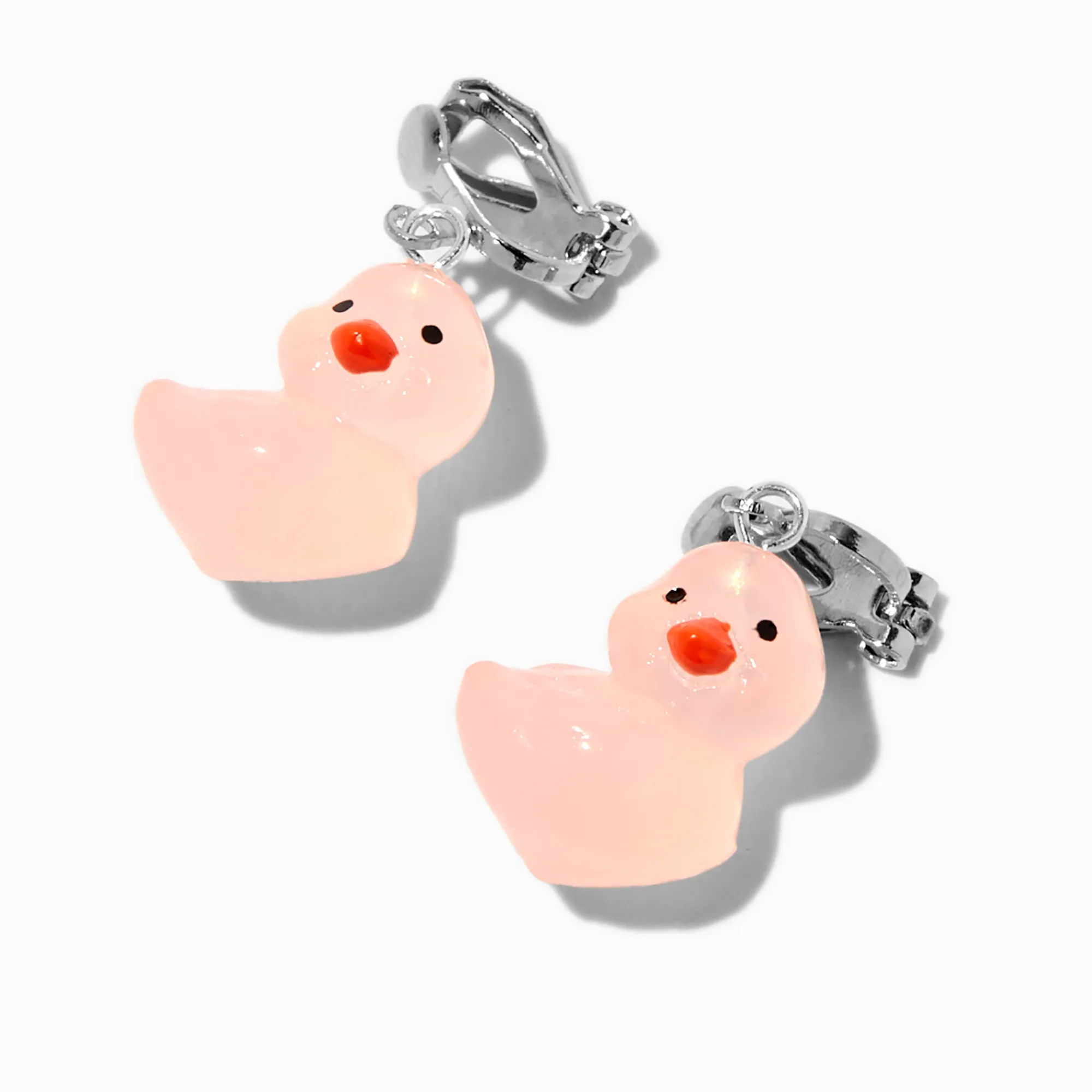 Claire's Clips Et Autocollants-Pendantes à clip 1,5 cm canard en plastique phosphorescentes roses