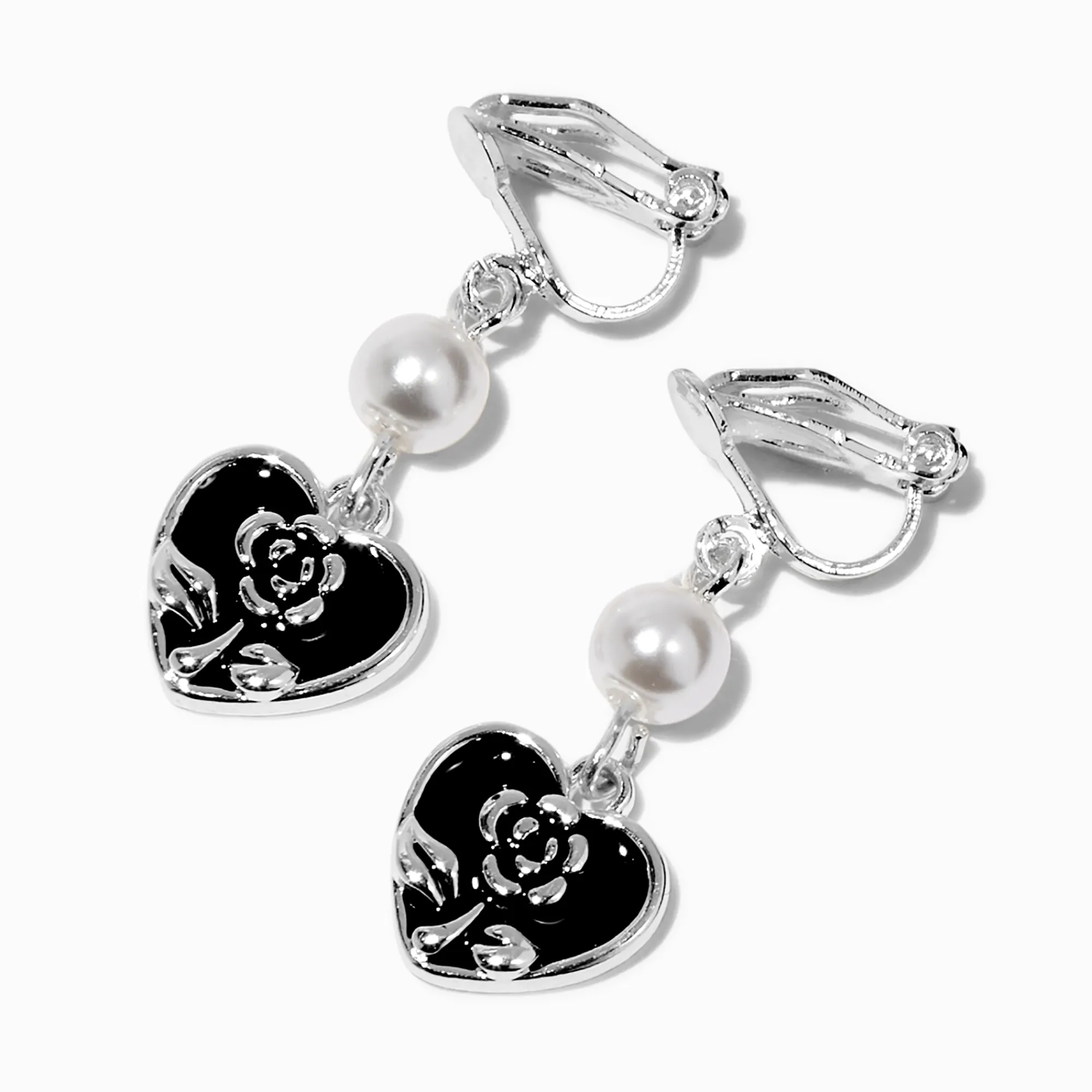 Claire's Clips Et Autocollants-Pendantes à clip 2,5 cm perle d'imitation et cœur noires