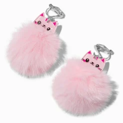 Claire's Clips Et Autocollants|Pendantes-Pendantes à clip 4 cm à pompons chats roses