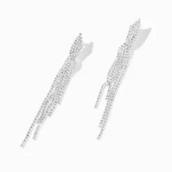 Claire's Clips Et Autocollants|Pendantes-Pendantes à clip frange en chaîne strass 8 cm couleur argentée