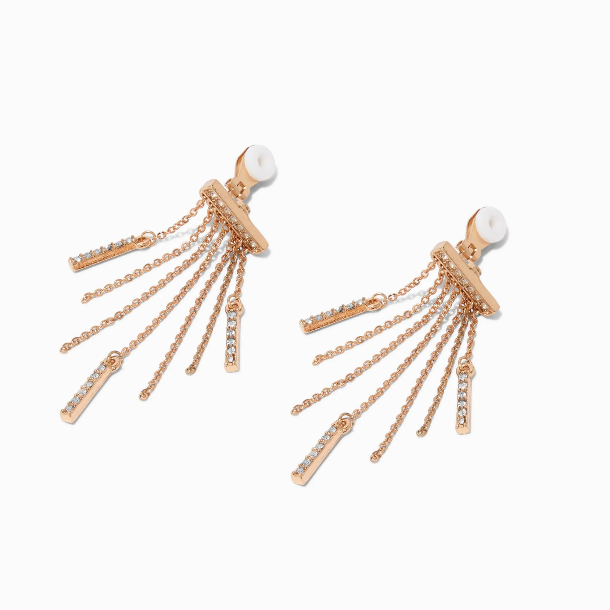Claire's Clips Et Autocollants|Pendantes-Pendantes à clip franges barre de strass couleur dorée