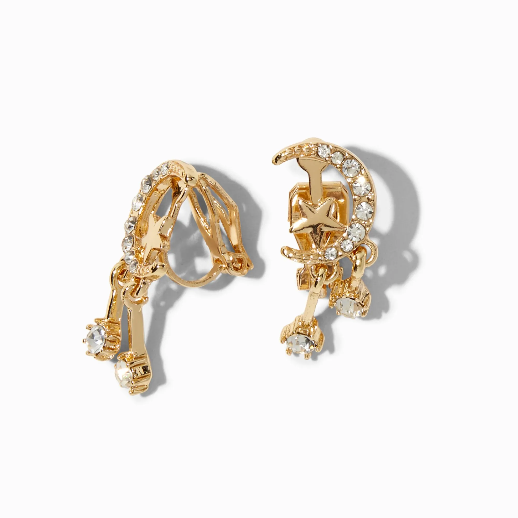 Claire's Clips Et Autocollants|Pendantes-Pendantes à clip étoile et croissant de lune 2,5 cm couleur dorée