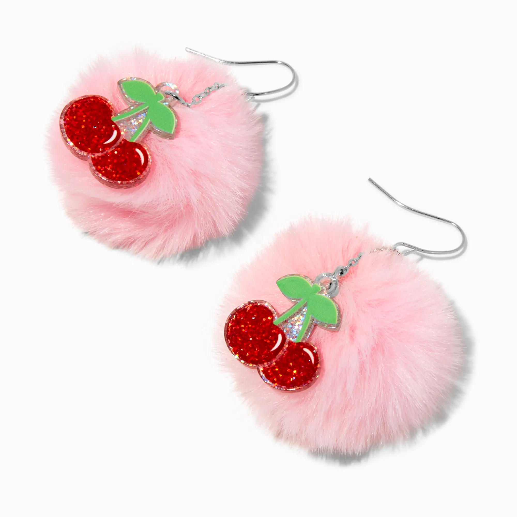 Claire's Pendantes-Pendantes 5 cm avec pompons cerise