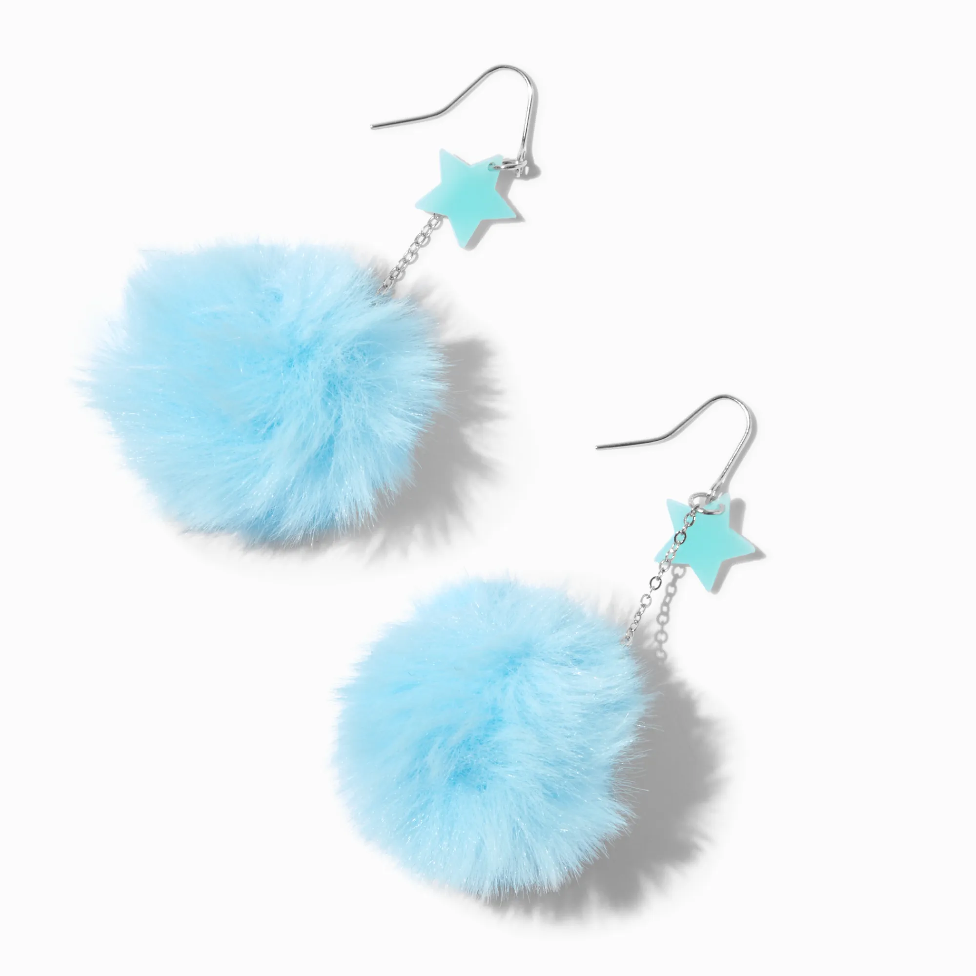 Claire's Pendantes-Pendantes 8 cm bleues avec pompons et étoiles phosphorescentes