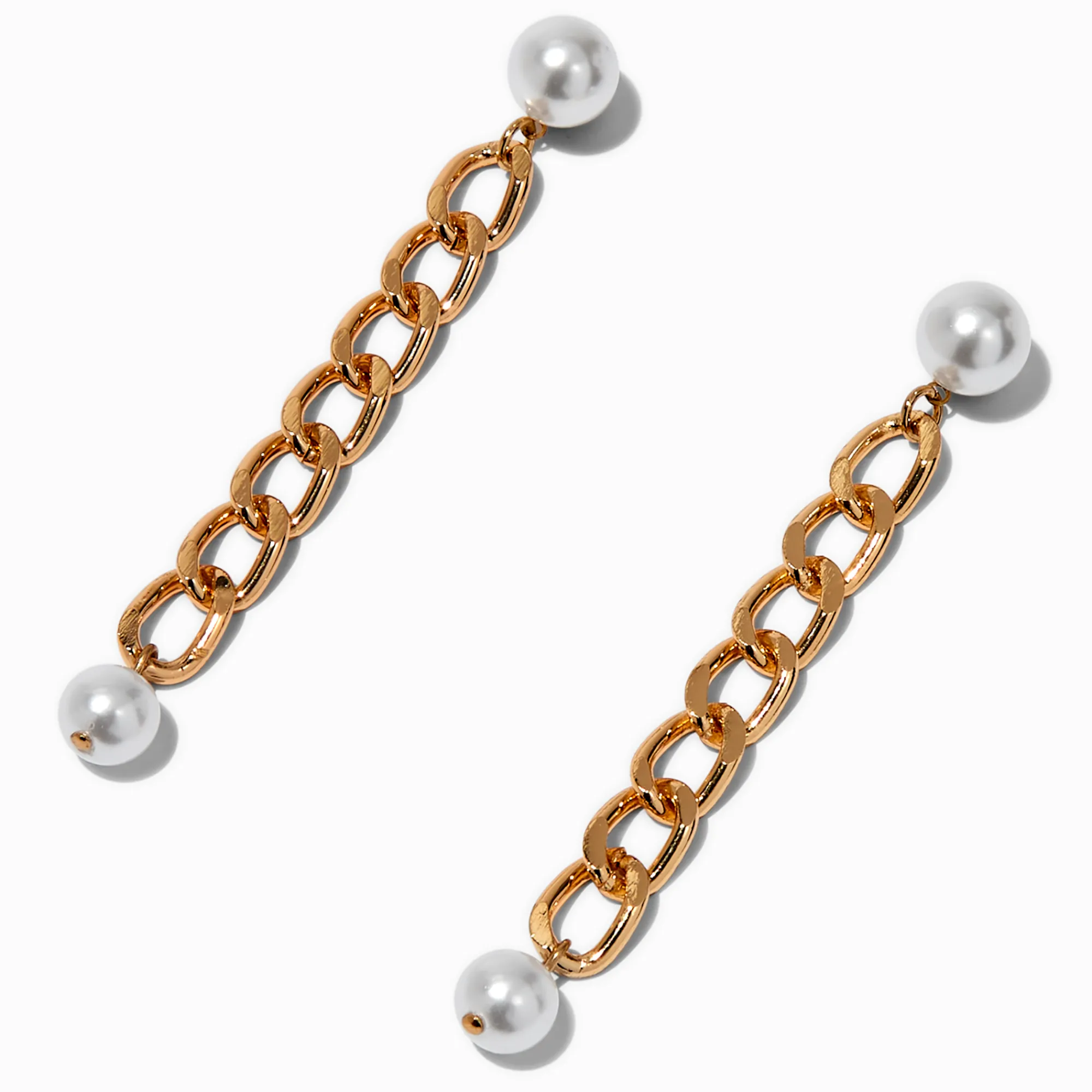 Claire's Pendantes-Pendantes 8 cm chaîne à maillons gourmette perles d'imitation couleur argentée