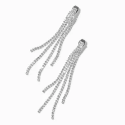Claire's Pendantes-Pendantes 8 cm chaînes frangées de strass couleur argentée