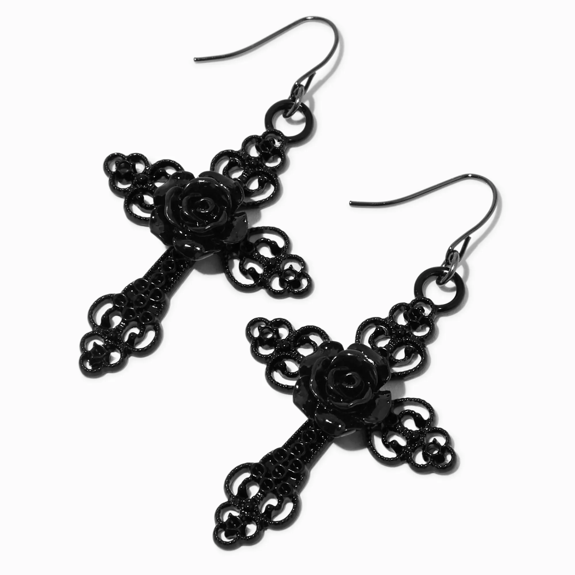 Claire's Pendantes-Pendantes 5 cm croix roses noires