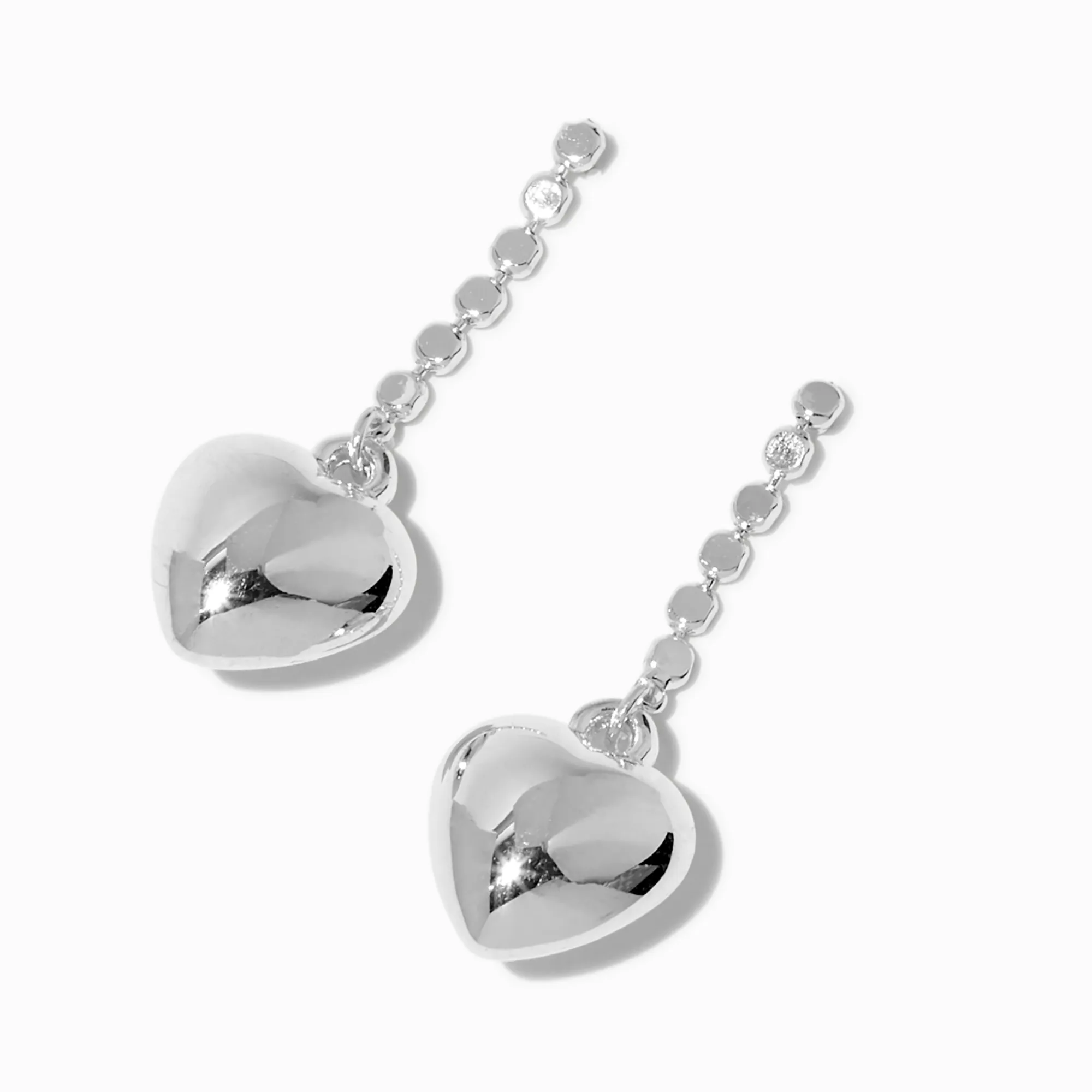 Claire's Pendantes-Pendantes 4 cm cœur bombé couleur argentée