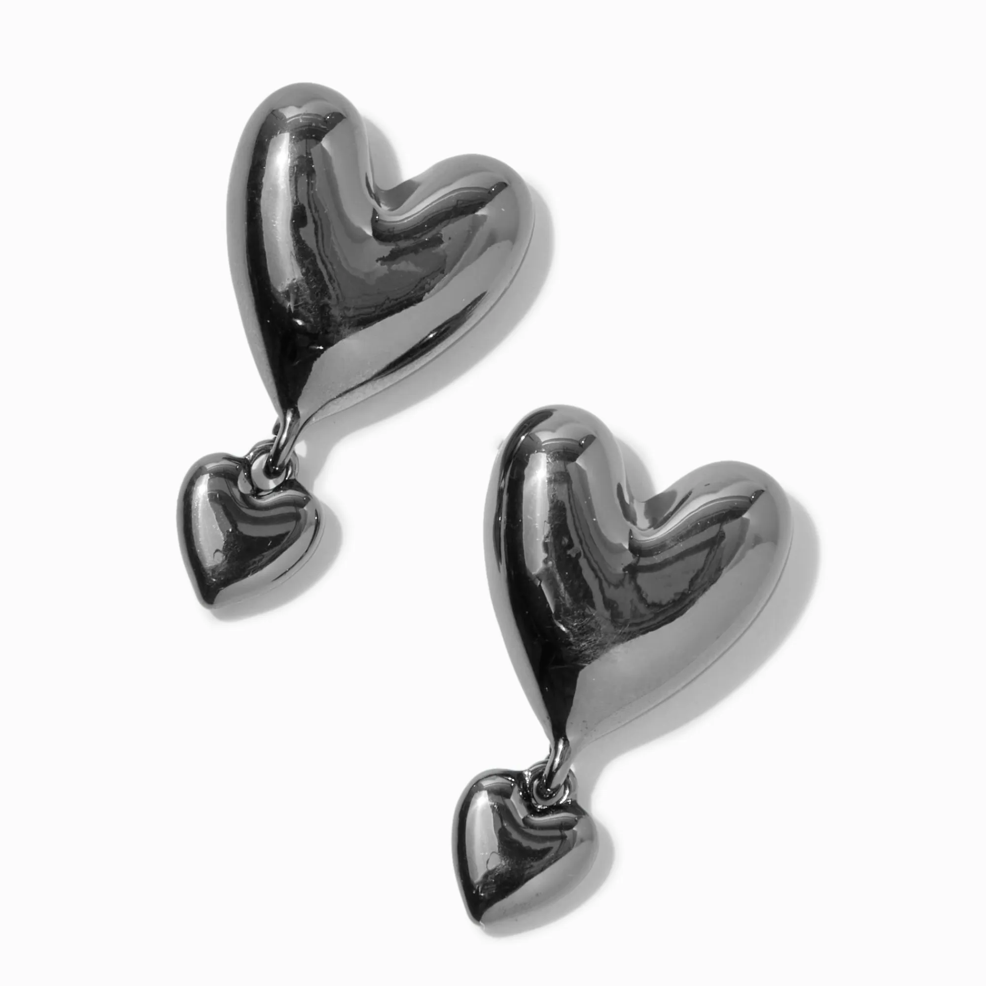Claire's Pendantes-Pendantes 4 cm cœur bombé double couleur hématite