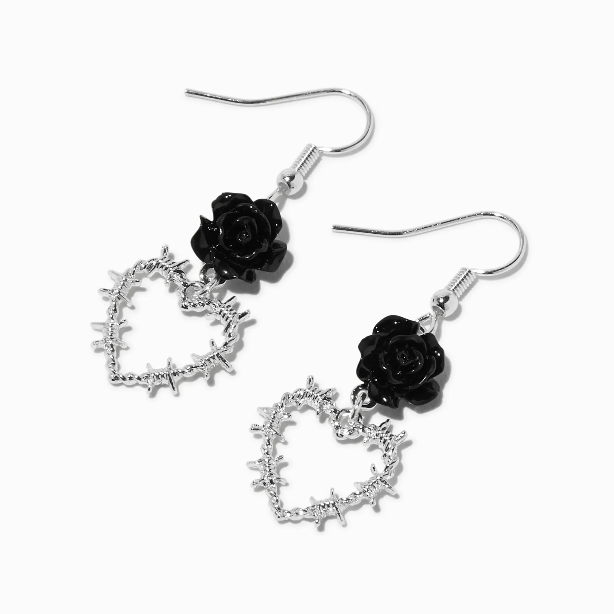Claire's Pendantes-Pendantes 2,5 cm cœur fil barbelé rose noire