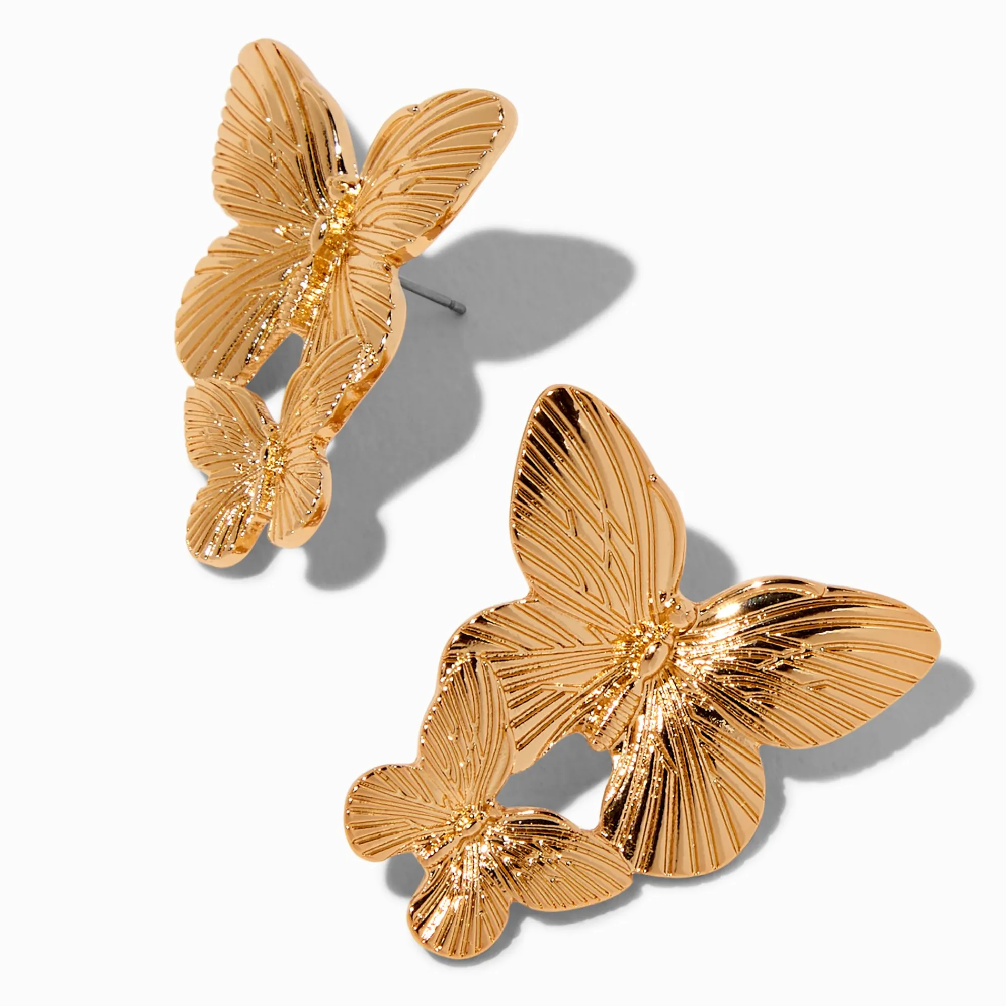 Claire's Pendantes-Pendantes 4 cm double papillon couleur dorée