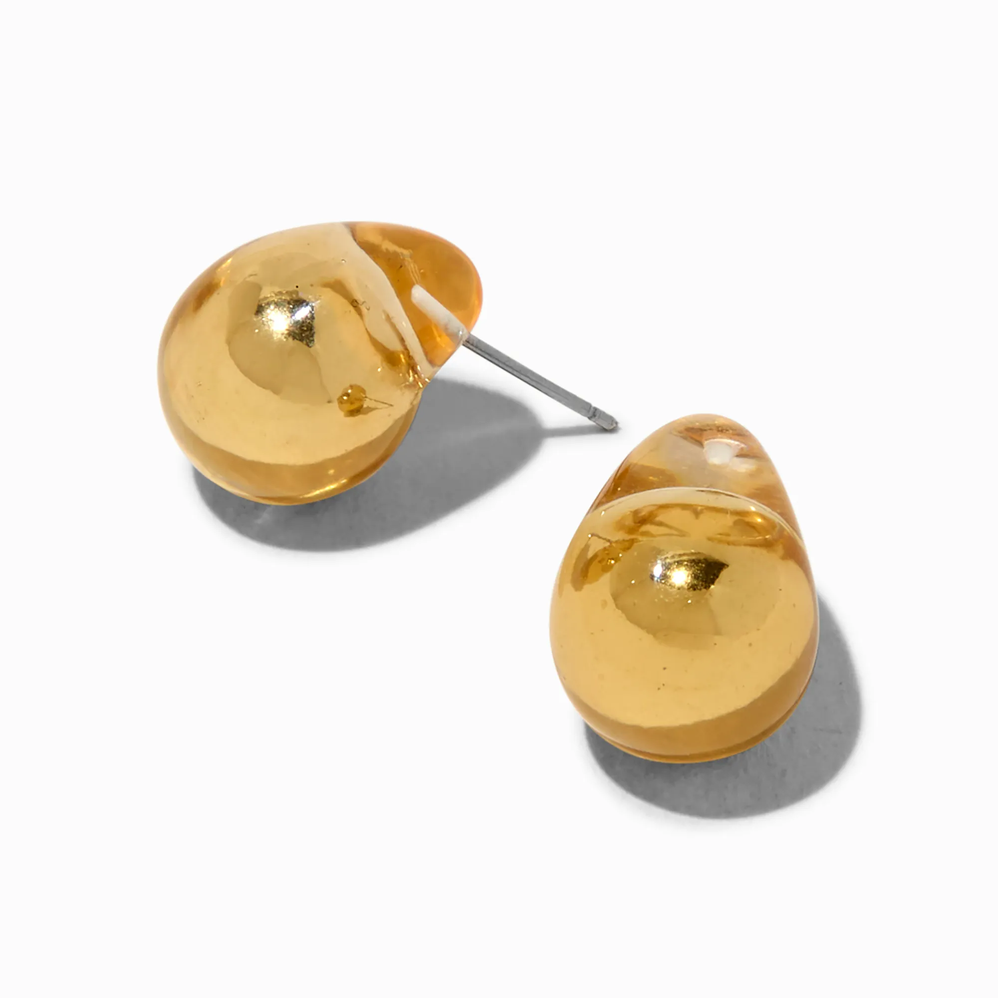 Claire's Pendantes-Pendantes 2,5 cm forme de grand haricot couleur dorée transparent