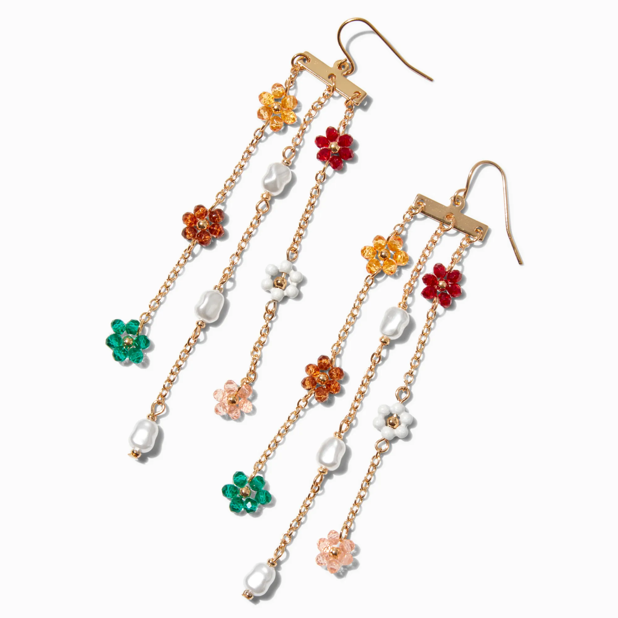 Claire's Pendantes-Pendantes 10 cm à franges perles d’imitation et fleurs perlées