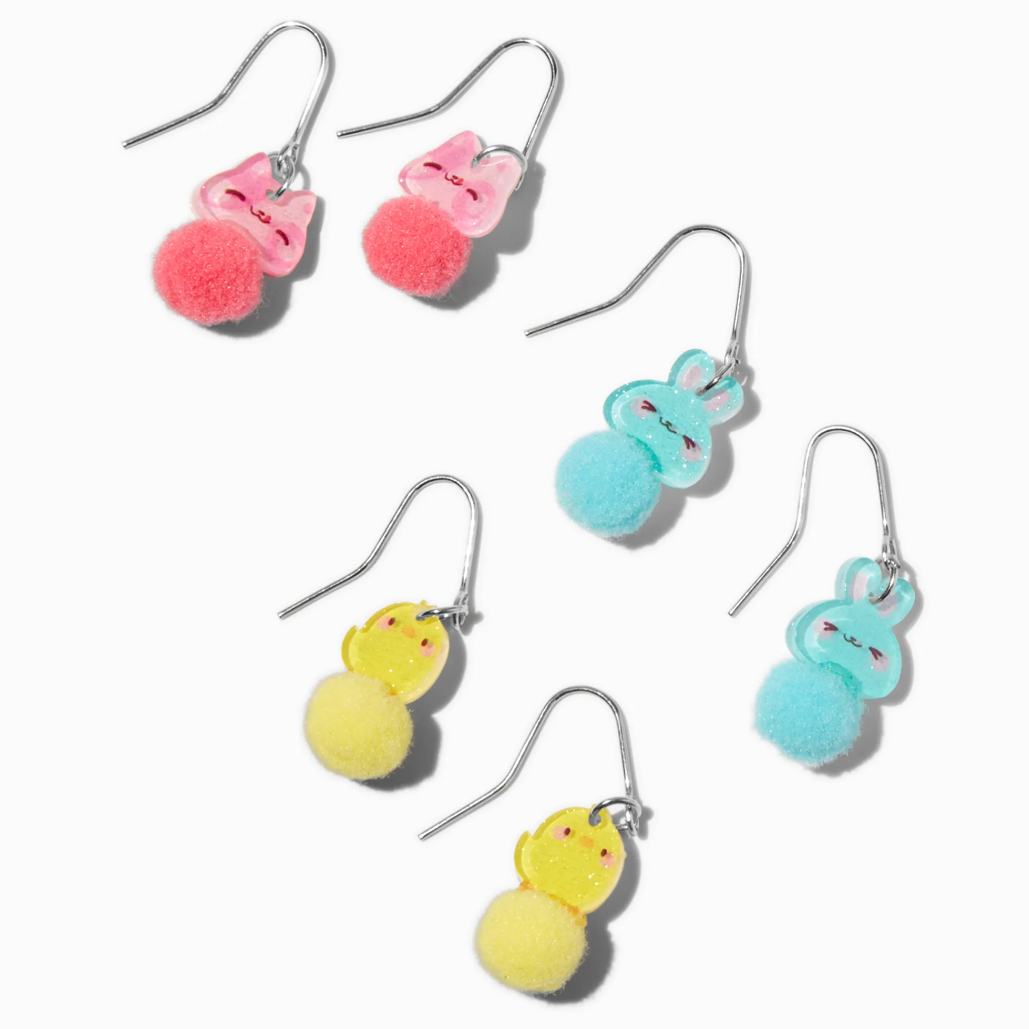 Claire's Pendantes-Pendantes 1,5 cm lapins et poussins pompons - Lot de 3