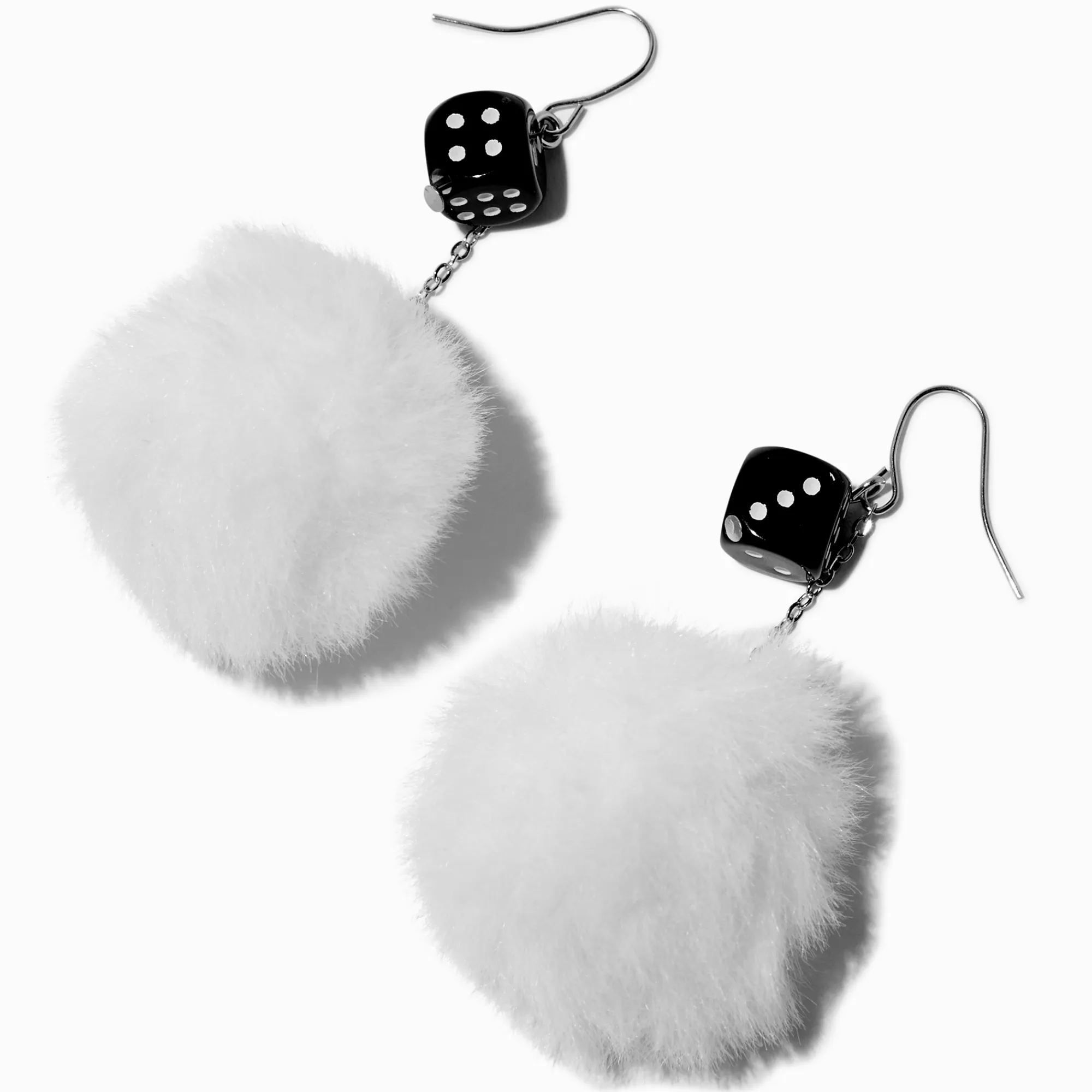 Claire's Pendantes-Pendantes 8 cm pompon blanc dé noir