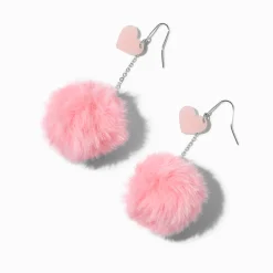 Claire's Pendantes-Pendantes 8 cm roses avec pompons et cœurs phosphorescents