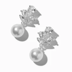 Claire's Pendantes-Pendantes 2,5 cm style vintage perles d'imitation et zircon cubique d'imitation