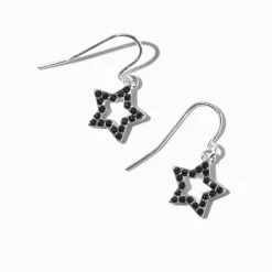Claire's Pendantes-Pendantes 1,5 cm étoile couleur argentée strass noirs