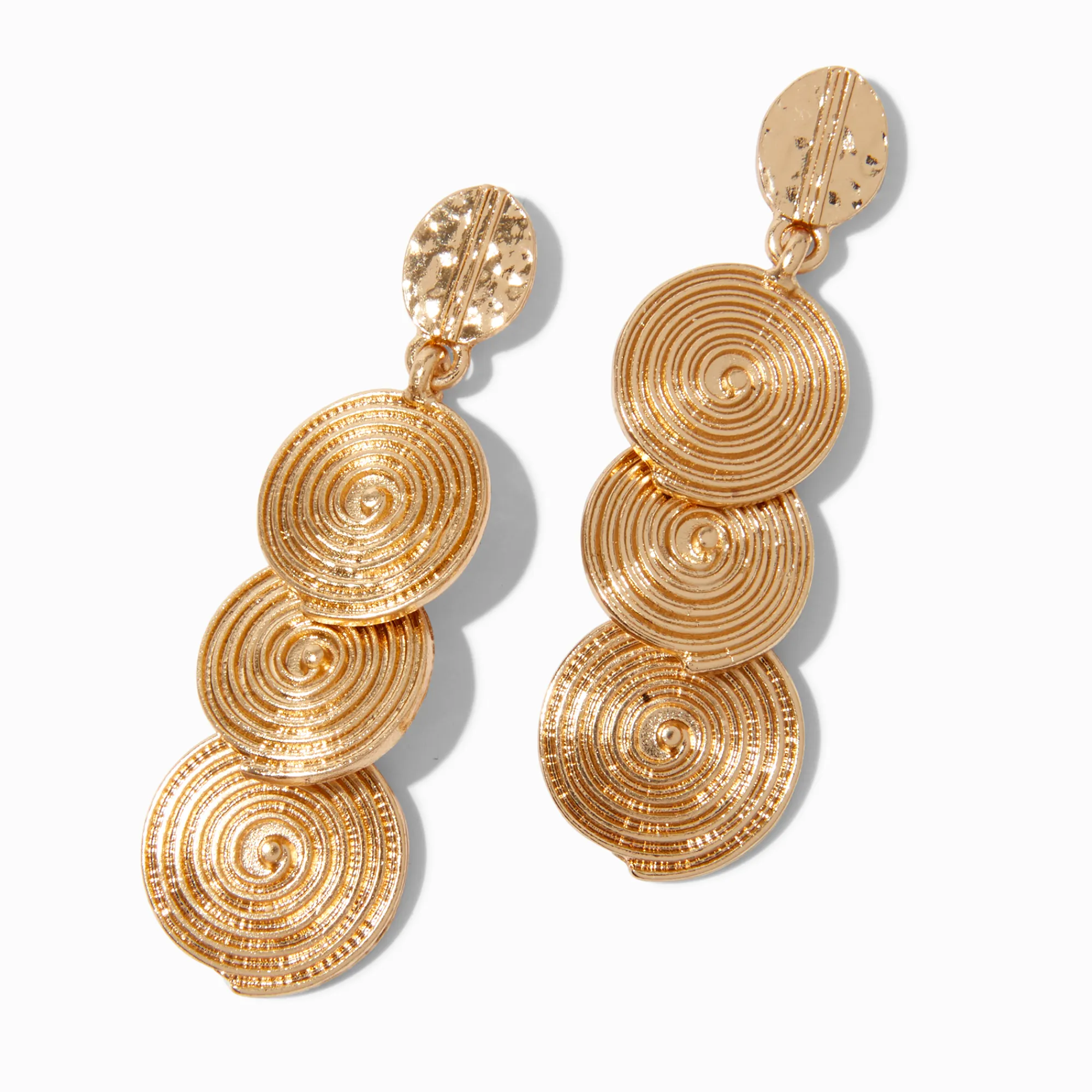 Claire's Pendantes-Pendantes 5 cm triple spirale couleur dorée