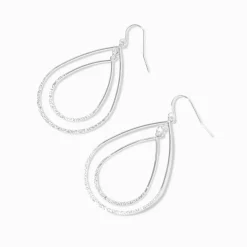 Claire's Pendantes-Pendantes double goutte 4 cm couleur argentée