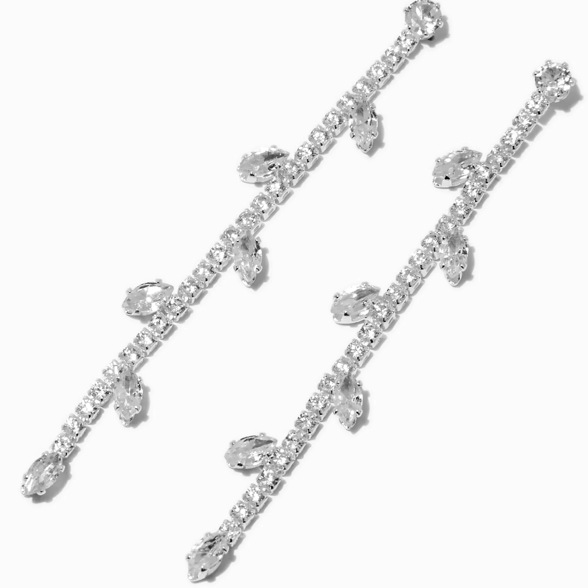 Claire's Pendantes-Pendantes feuille en zircon cubique couleur argentée