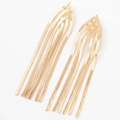 Claire's Pendantes-Pendantes franges à chaînes avec chevrons couleur dorée