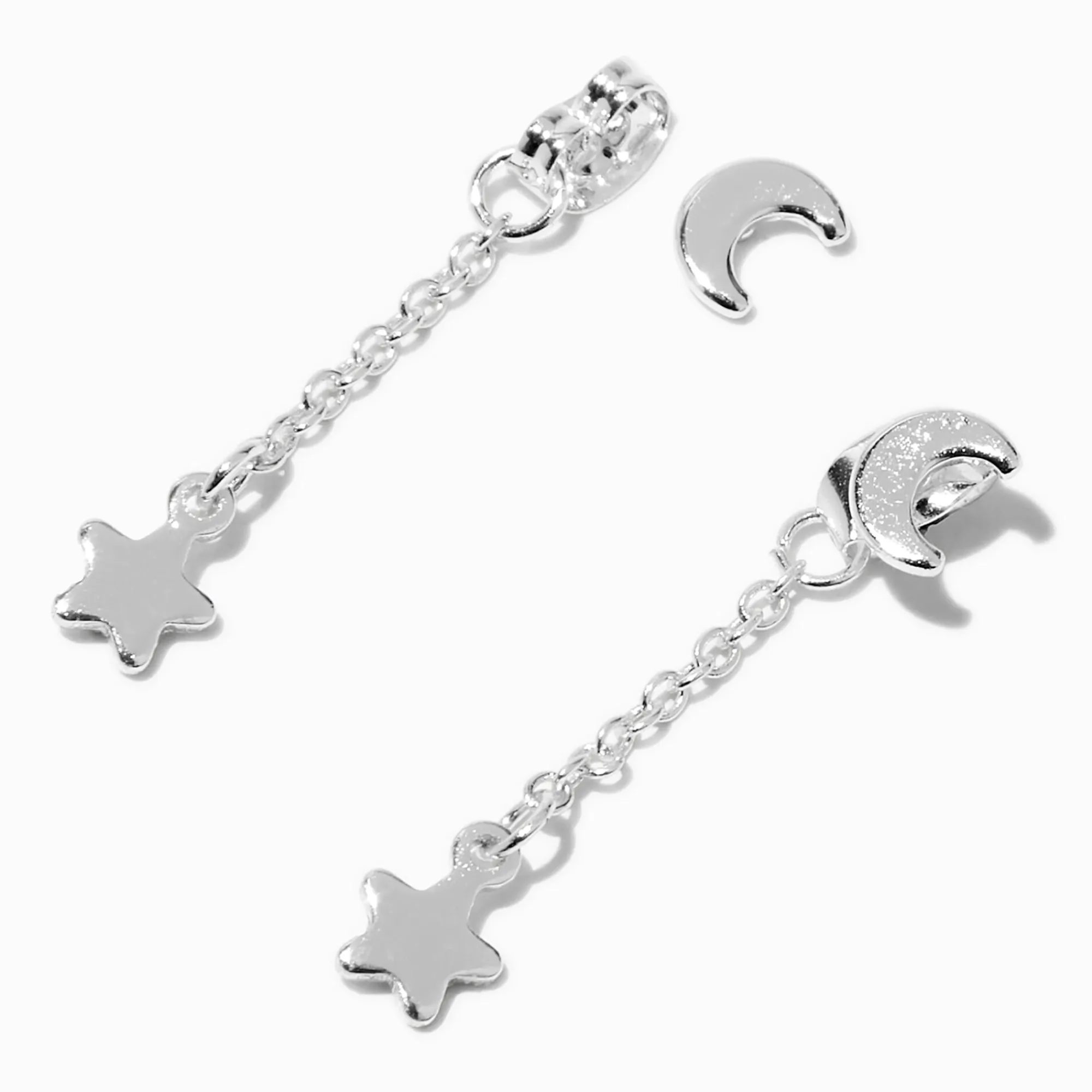 Claire's Pendantes-Pendantes linéaires 2,5 cm célestes devant-derrière couleur argentée