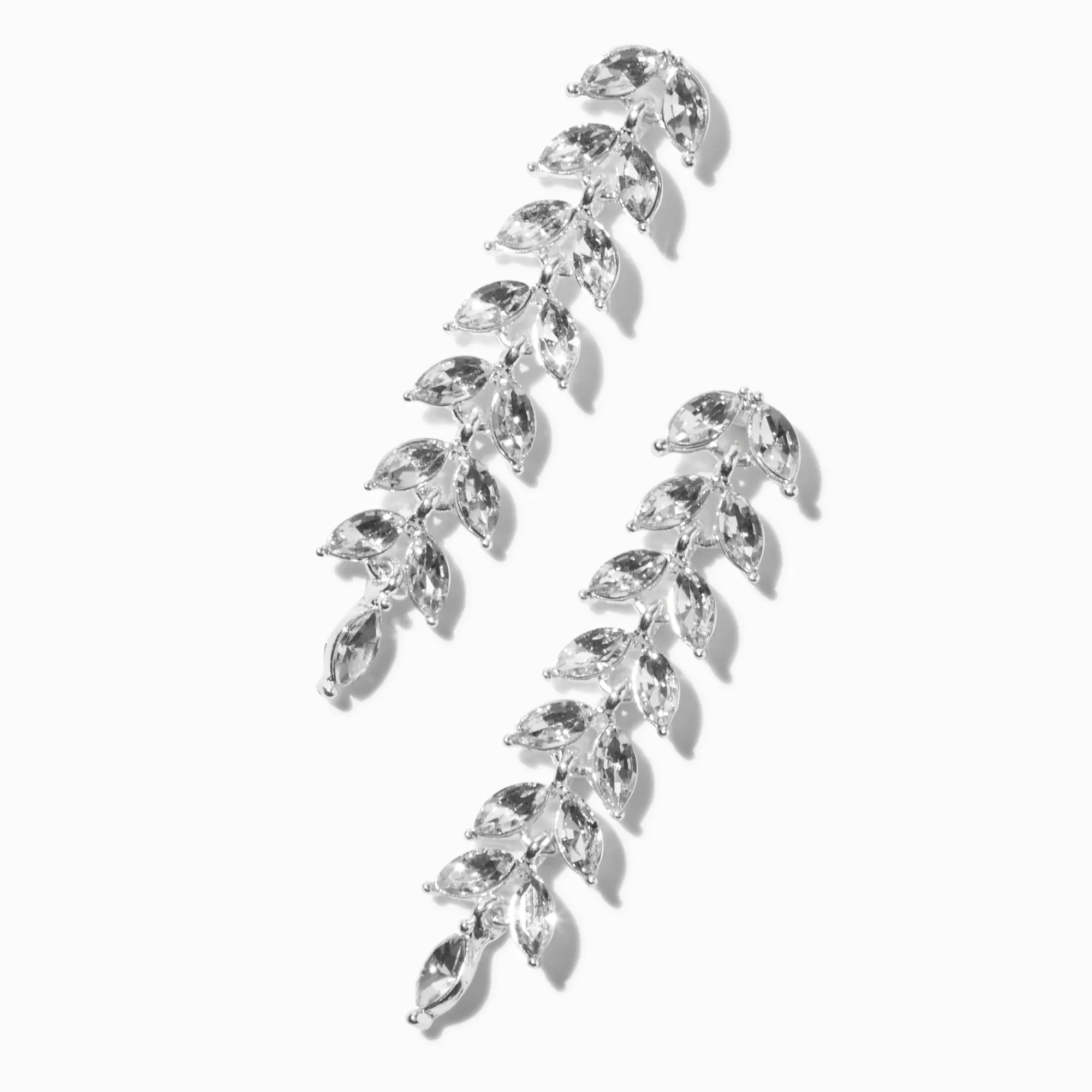 Claire's Pendantes-Pendantes linéaires 5 cm couleur argentée feuilles en strass