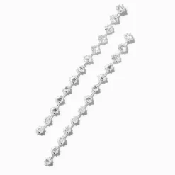 Claire's Pendantes|Clous D'oreilles-Pendantes linéaires 9 cm diamant d'imitation serpent en zircon cubique d'imitation couleur argentée